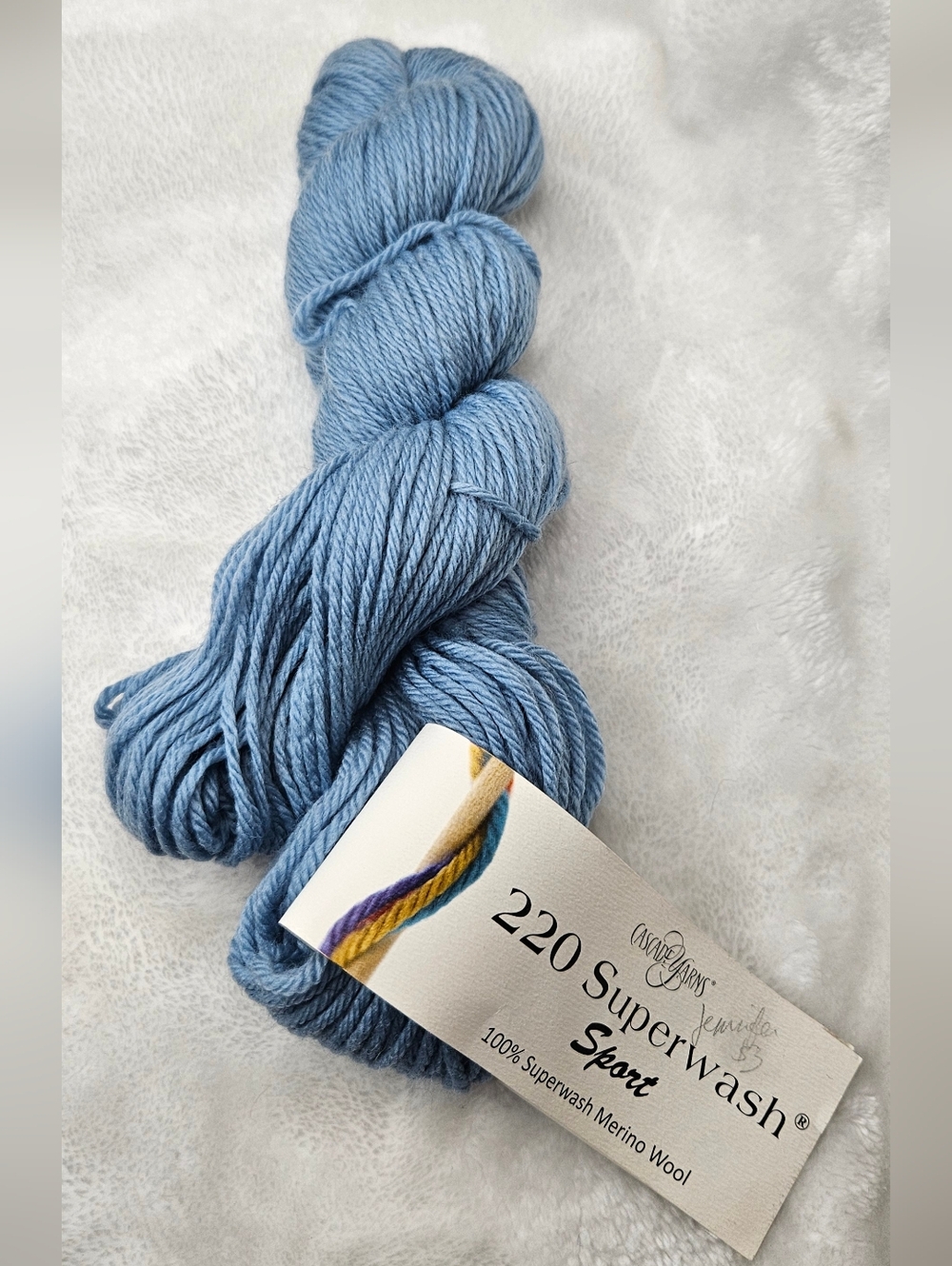 Cascade Yarns 220 Superwash Sport Yarn - 204 Smoke Blue - 100% Merino Wool